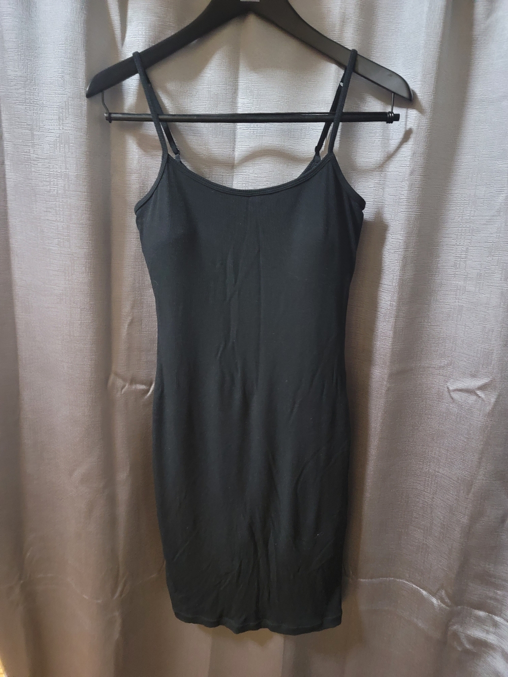 Popilush Black Spaghetti Strap Mini Dress - Classic Everyday Slip